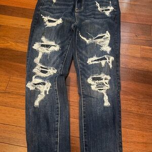 American Eagle Blue Skinny Jeans Distressed Style